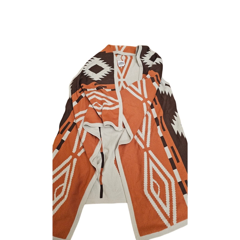 Cowgirl Justice western style rust orange brown and cream cardigan size medium‎